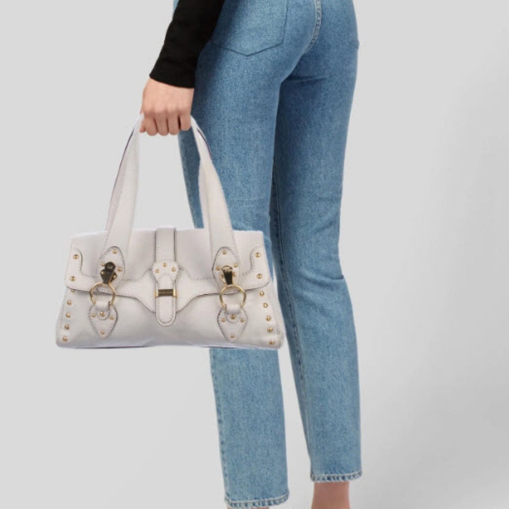 Michael Kors Cream Leather Studded Buckle Bag - Picture 5 of 5